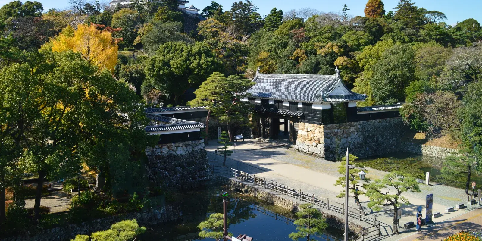 The keep of Kochi Castle rising above the city, one of Japan's twelve surviving original castles