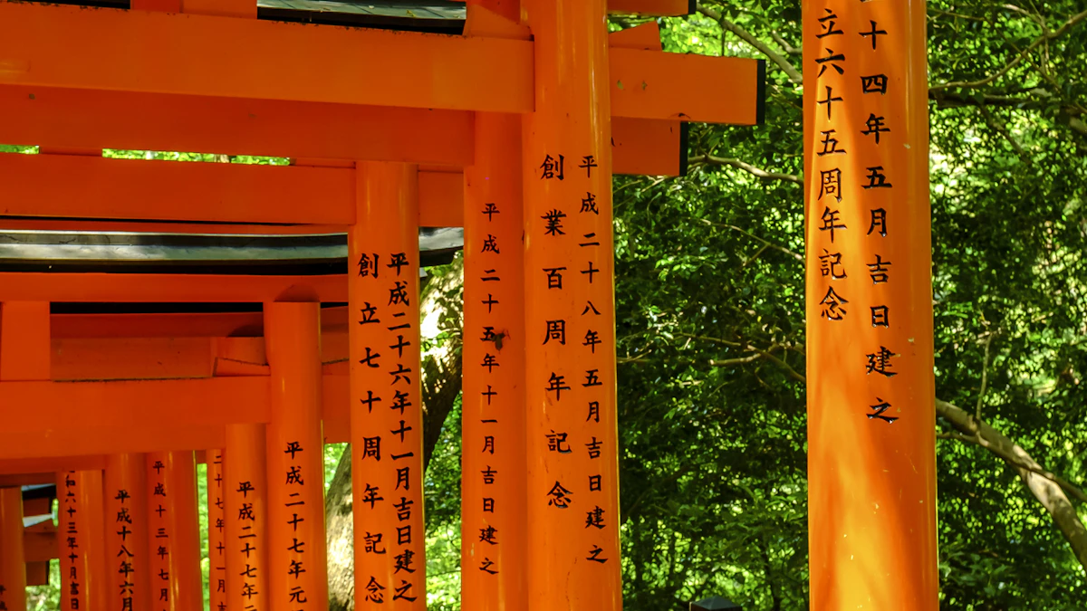Donor names and dates inscribed on the back of torii gates at Fushimi Inari