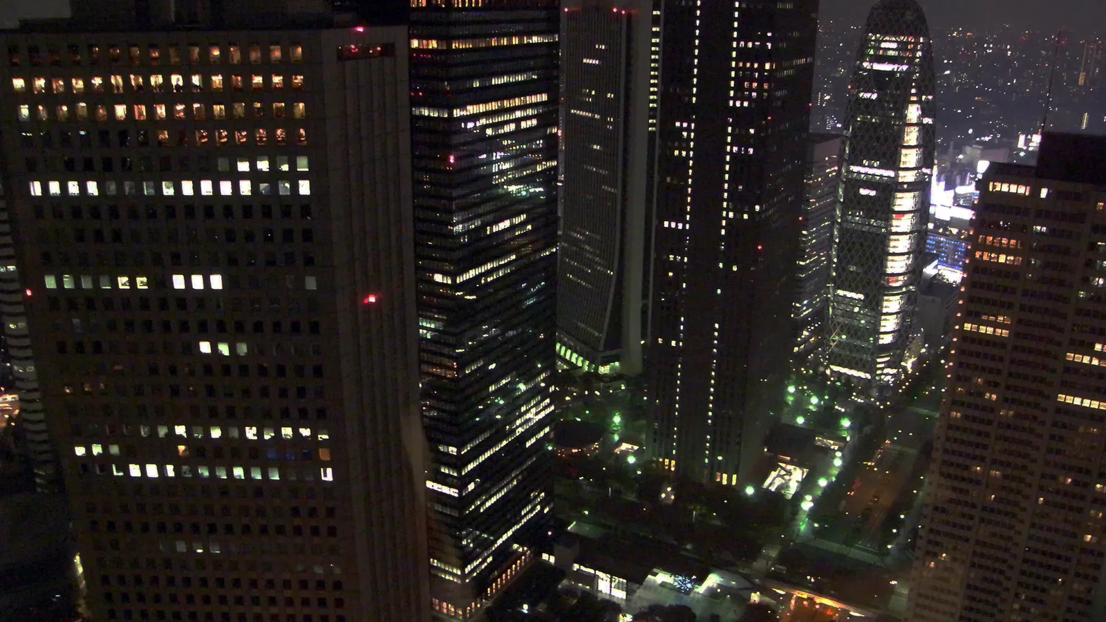 Night view over the lights of Shinjuku from above