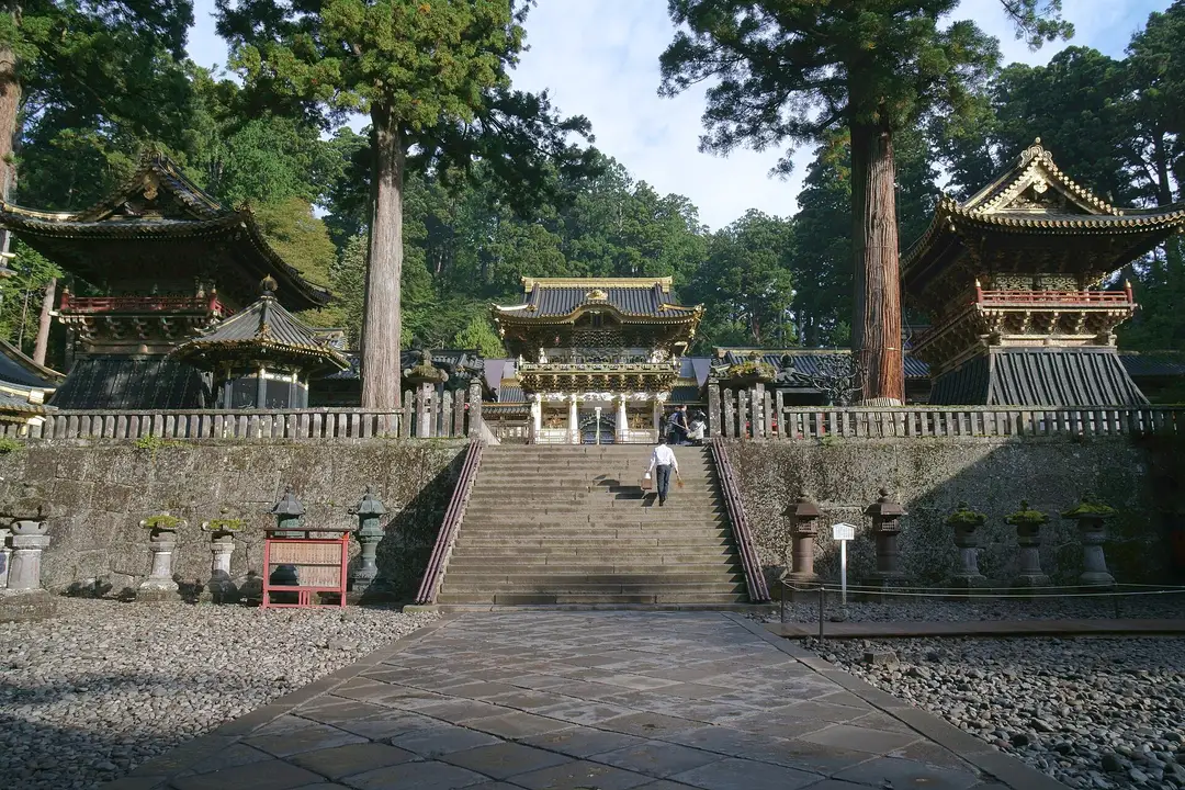 The ornately carved and gilded Yomeimon gate at Nikko Toshogu shrine