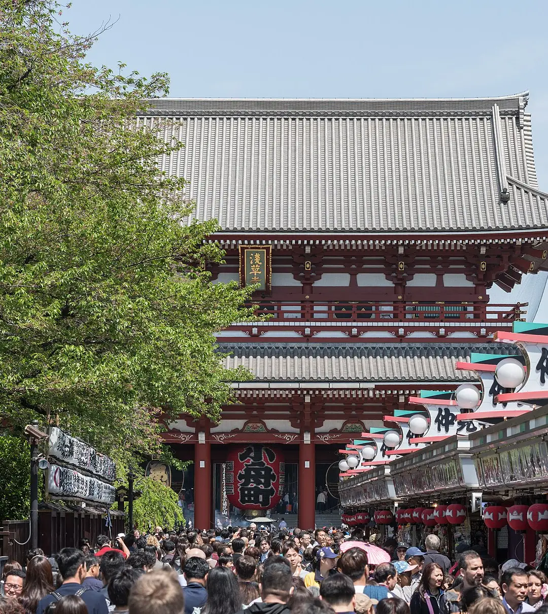 The Nakamise arcade of small shops leading up toward Senso-ji temple in Asakusa, Tokyo